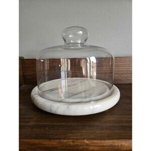 Glass Cloche with Marble Base Elegant Vintage Cheeseboard or Display